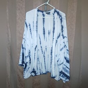 💎 Sim & Sam Women's Top Blue and White Tie-Dye Kimono Boho